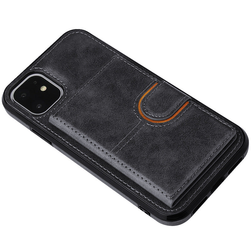 eprolo iPhone 13 wallet case in leather with card slots and anti-drop protection, showcasing sleek design and functionality.