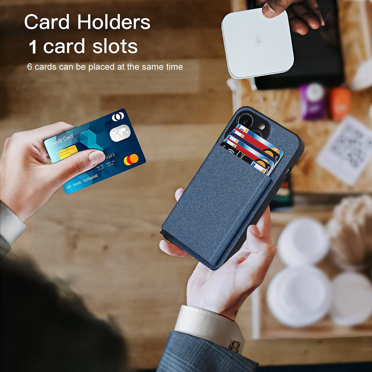 eprolo iPhone 14 Pro Max aluminum alloy wallet case with protective cover and card slots, compatible with Apple iPhone 11 and IP13 series.