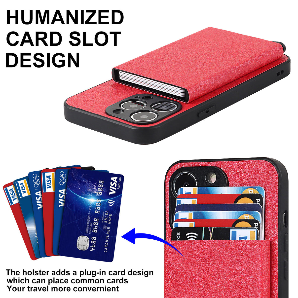 Eprolo iPhone 14 Pro Max aluminum alloy wallet phone case with protective cover and card slots, suitable for iPhone 11 and iPhone 13.