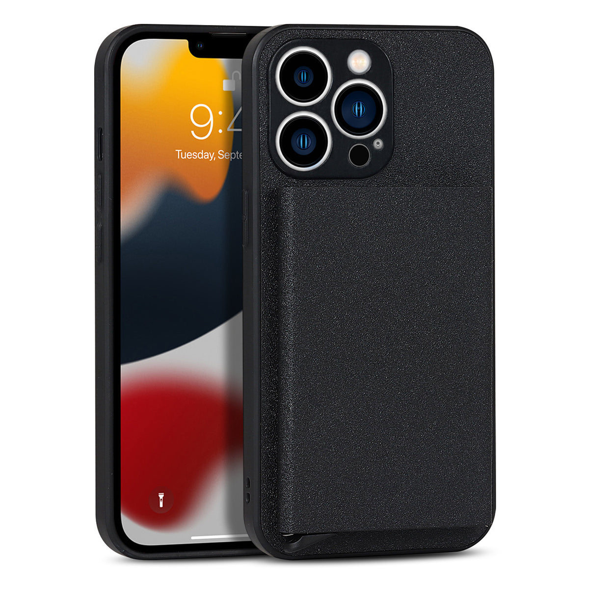 Eprolo iPhone 14 Pro Max aluminum alloy wallet phone case with protective cover and card slots, compatible with Apple iPhone 11 and iPhone 13.