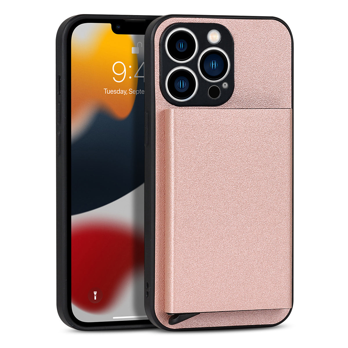 Eprolo iPhone 14 Pro Max aluminum alloy wallet phone case with protective cover and card slots, compatible with iPhone 11 and IP13.