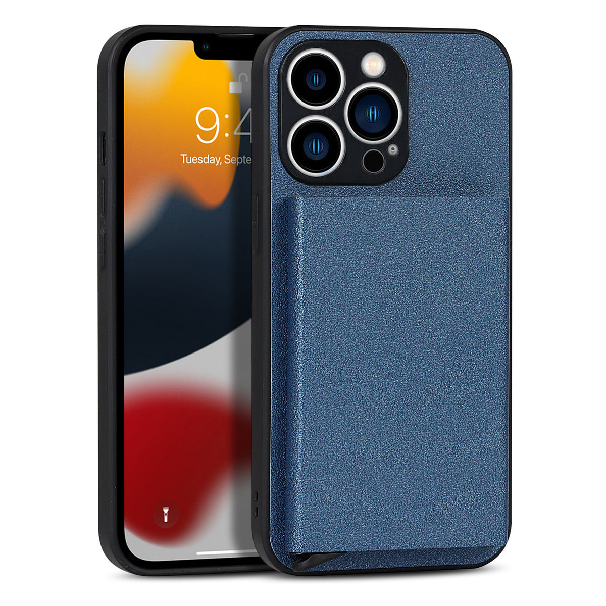 Eprolo iPhone 14 Pro Max aluminum alloy wallet phone case with protective cover and card slots, compatible with iPhone 11 and iPhone 13.
