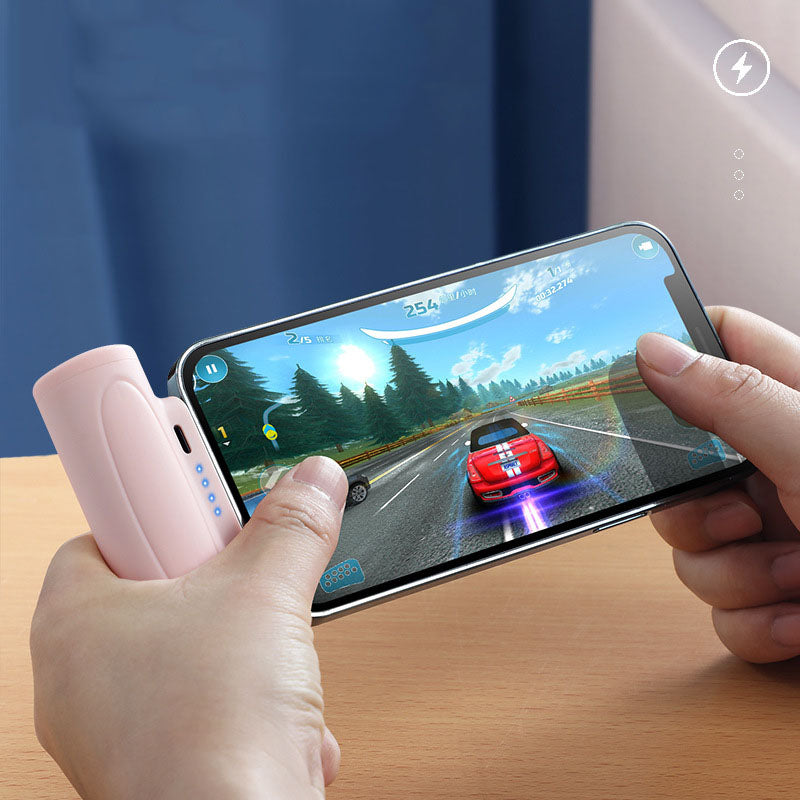 Eprolo portable 5000mAh power bank with built-in LED flashlight, compact outdoor capsule design, fast charging capability