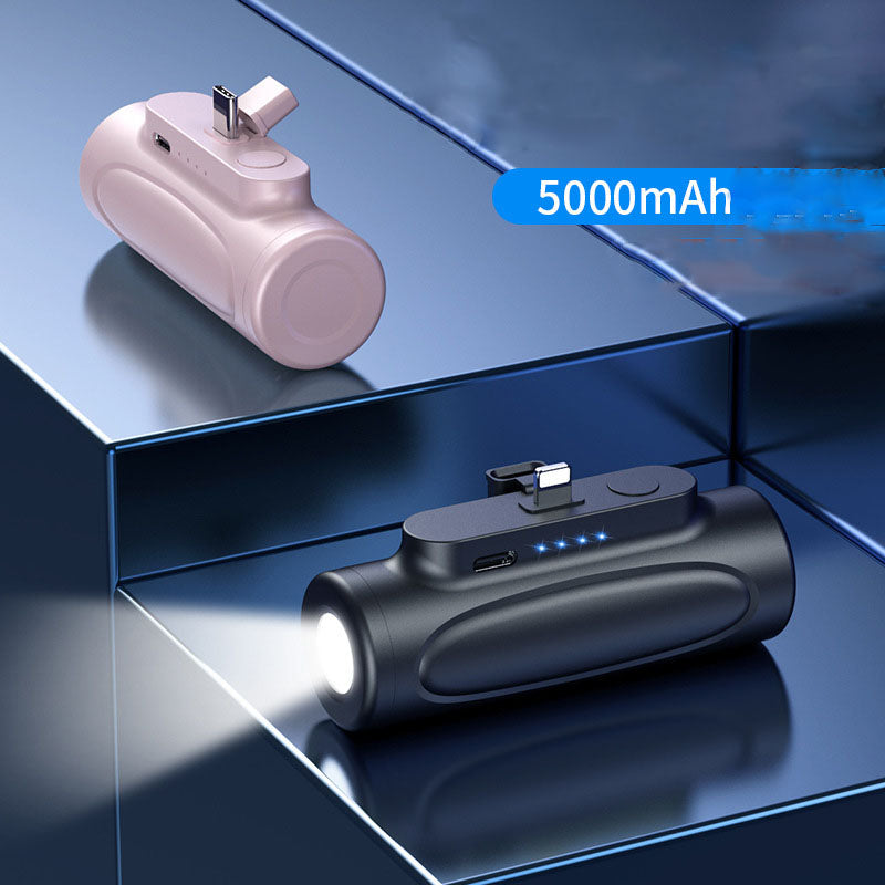 Eprolo portable power bank with built-in LED flashlight, 5000mAh capacity, compact design for outdoor and travel use