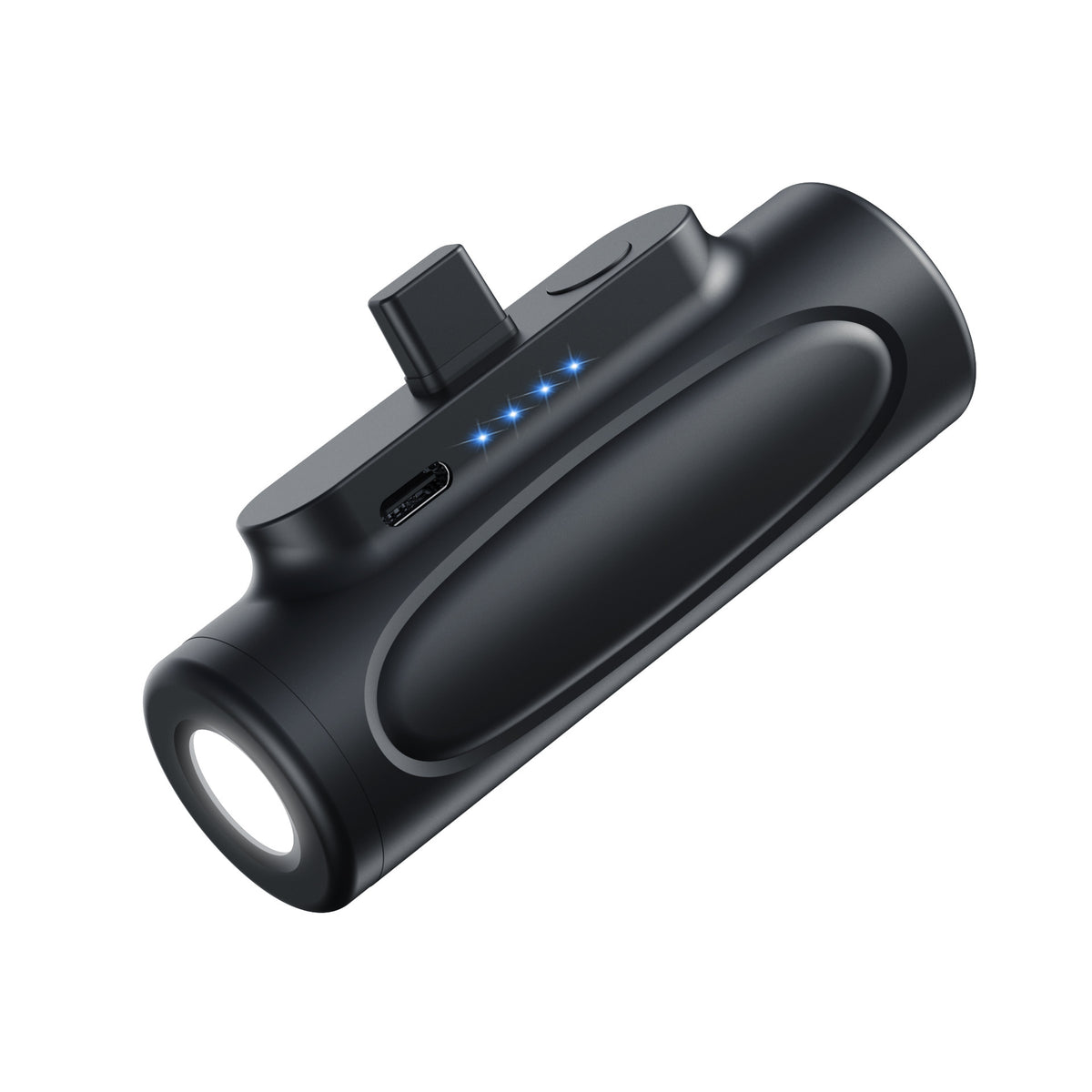 Eprolo portable power bank with LED flashlight, compact design, 5000mAh capacity, suitable for outdoor use and fast charging.