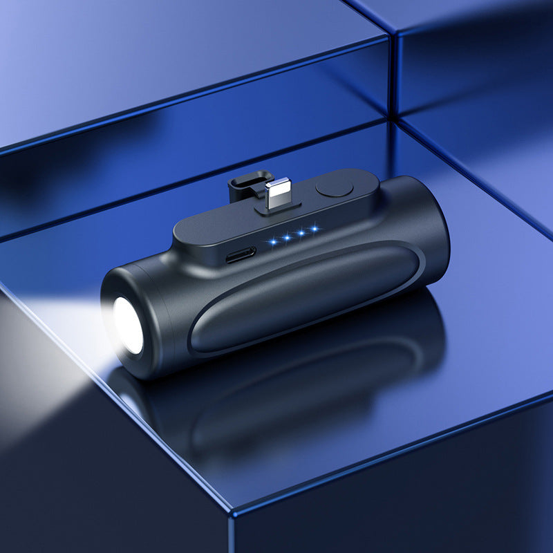 Eprolo portable 5000mAh power bank with built-in LED flashlight, mini capsule design, ideal for outdoor and fast charging needs