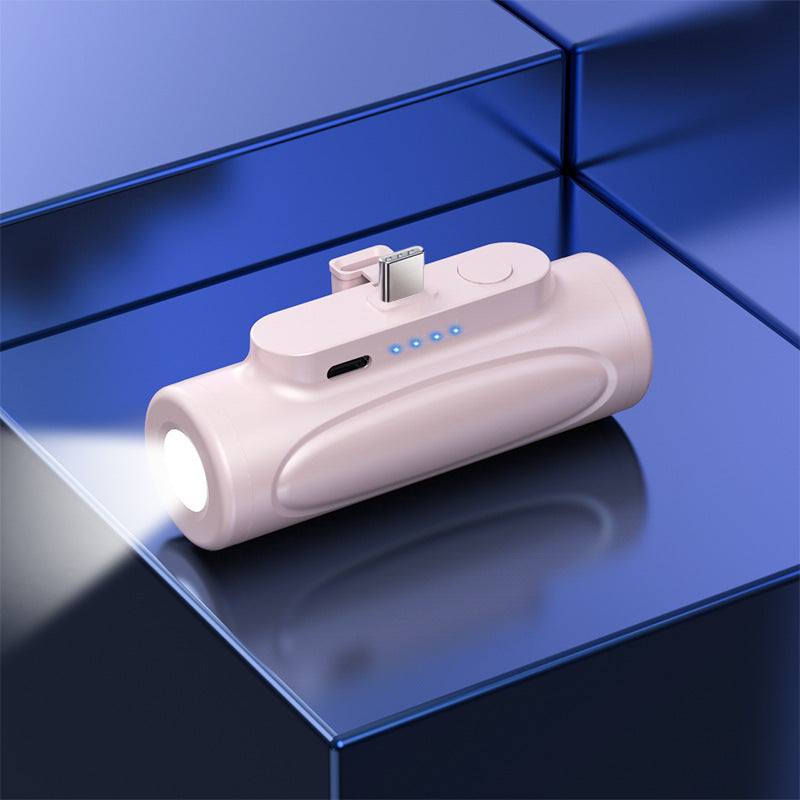 Eprolo portable 5000mAh power bank with built-in LED flashlight, compact outdoor capsule design for fast charging on the go