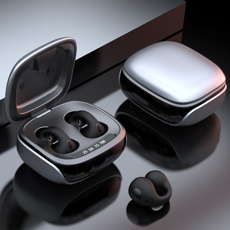 eprolo JX80 bone conduction Bluetooth earphones with clip-on design, noise reduction, long battery life, and no delay.