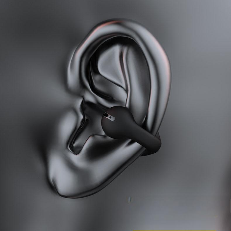 eprolo JX80 bone conduction Bluetooth earphones clipped on, showing sleek design with noise reduction and high battery life.