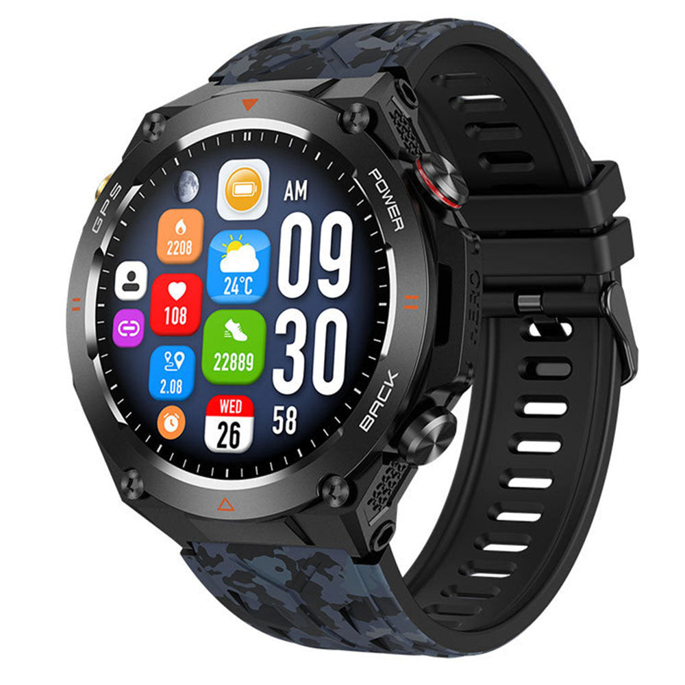 Eprolo KC82 men's smartwatch with 1.45-inch display, Bluetooth calls, heart rate, blood pressure, altitude, air pressure, and GPS features.