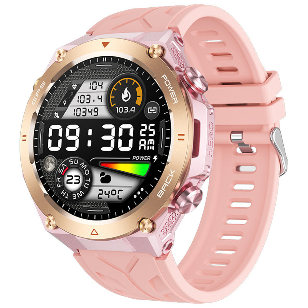 Eprolo KC82 smartwatch with 1.45-inch display, Bluetooth calling, heart rate, blood pressure, GPS, outdoor altitude, and air pressure features.