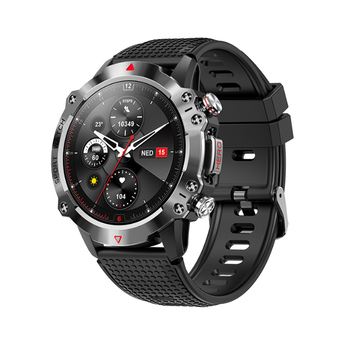 Eprolo KR10 smartwatch with round screen, Bluetooth call, heart rate monitor, sports features, and sleek design.