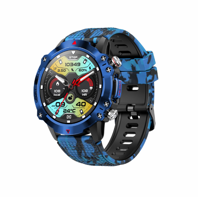 Eprolo KR10 smartwatch with round screen, Bluetooth call, heart rate monitor, and sports tracking features.