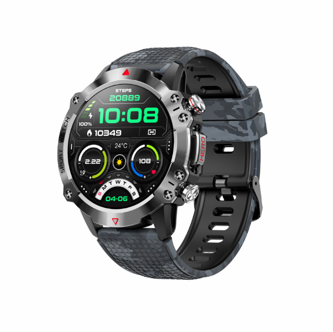 Eprolo KR10 smartwatch with round screen, Bluetooth call, heart rate monitor, and sports tracking features.