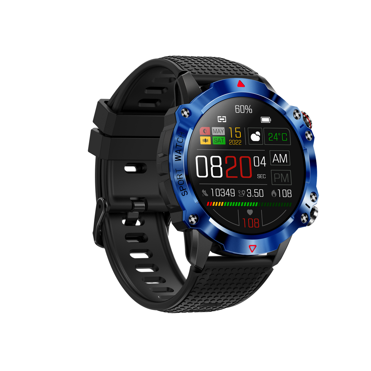 Eprolo KR10 smartwatch with round screen, Bluetooth call, heart rate monitor, and sports tracking features.
