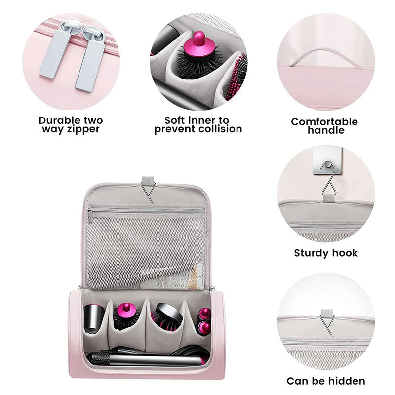 Eprolo large capacity PU leather hair dryer organizer bag with waterproof exterior and double-layer interior for travel and salon use.
