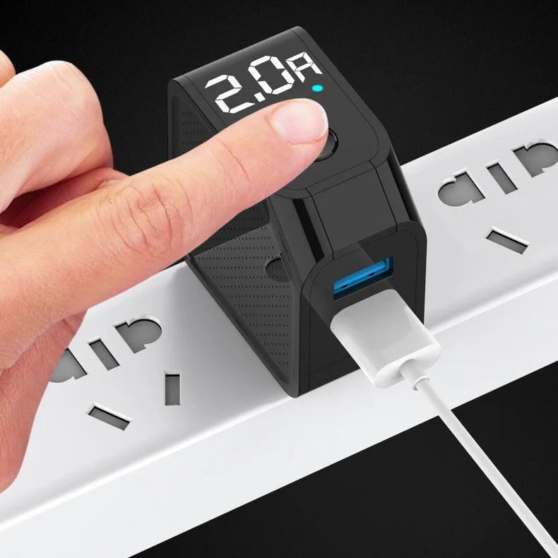 Eprolo LED display fast charging head with dual USB ports, intelligent power-off, automatic shutoff, and quick phone charging functionality