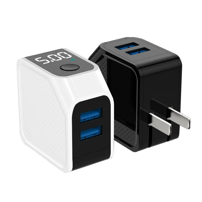 eprolo LED display fast charging head power adapter with dual USB ports and automatic power-off for quick cell phone charging
