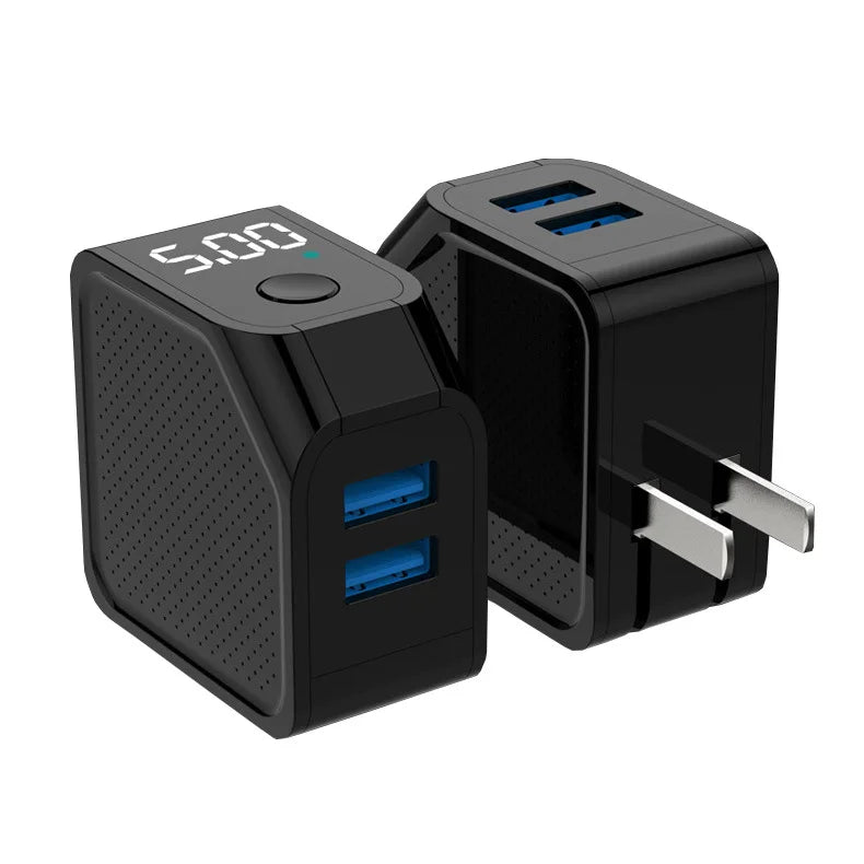 eprolo LED display fast charging head with dual USB ports, automatic power-off, and quick charging for smartphones