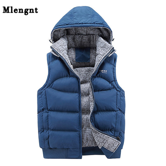 Men's sleeveless winter vest by eprolo, thick cotton casual waistcoat with hood and hat, suitable for cold weather and windbreaker style.
