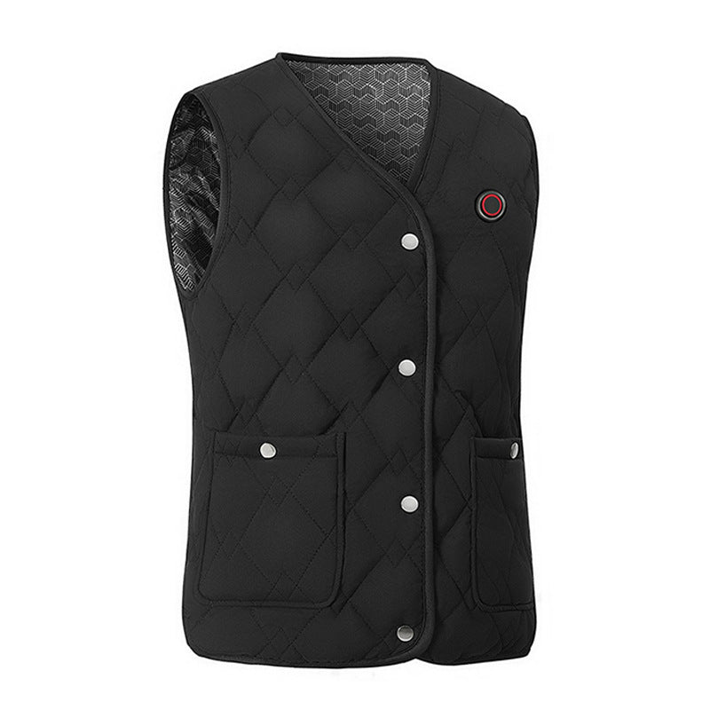 Eprolo intelligent heating couple vest with USB charging, men's casual jacket featuring warm, insulated fabric for cold weather.