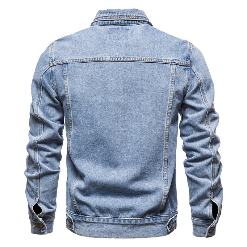 Men's oversized denim jacket from eprolo featuring a front coat style with classic denim fabric and button closure.