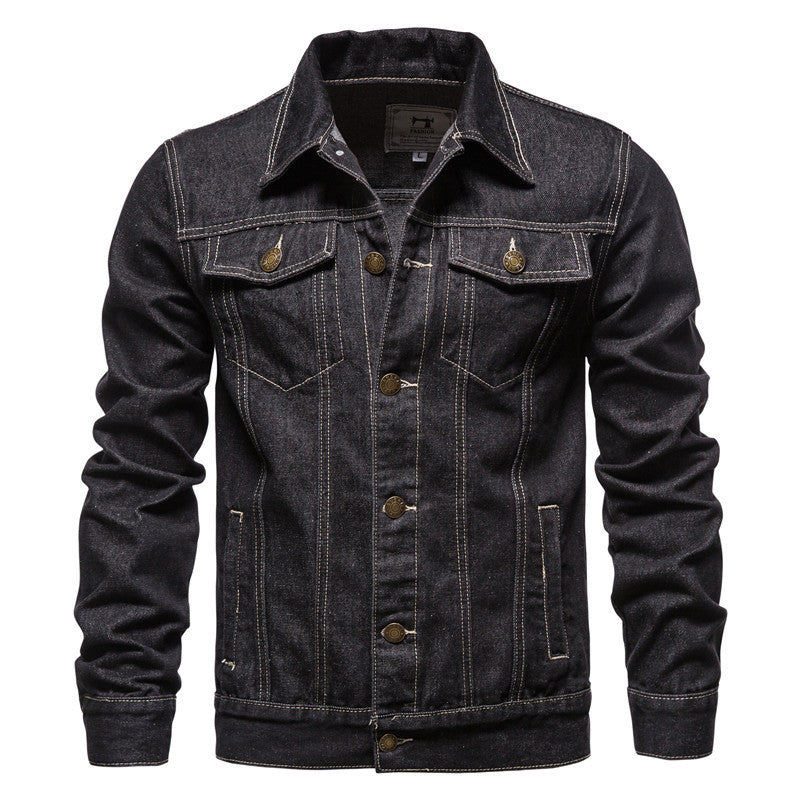 Men's oversized denim jacket from eprolo featuring front pockets and classic blue wash, styled as a casual outer coat.