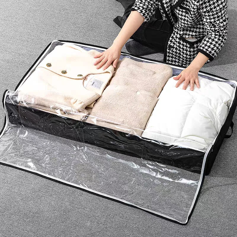 eprolo under-bed storage bag in 75L capacity, foldable clothing and comforter organizer with dustproof design
