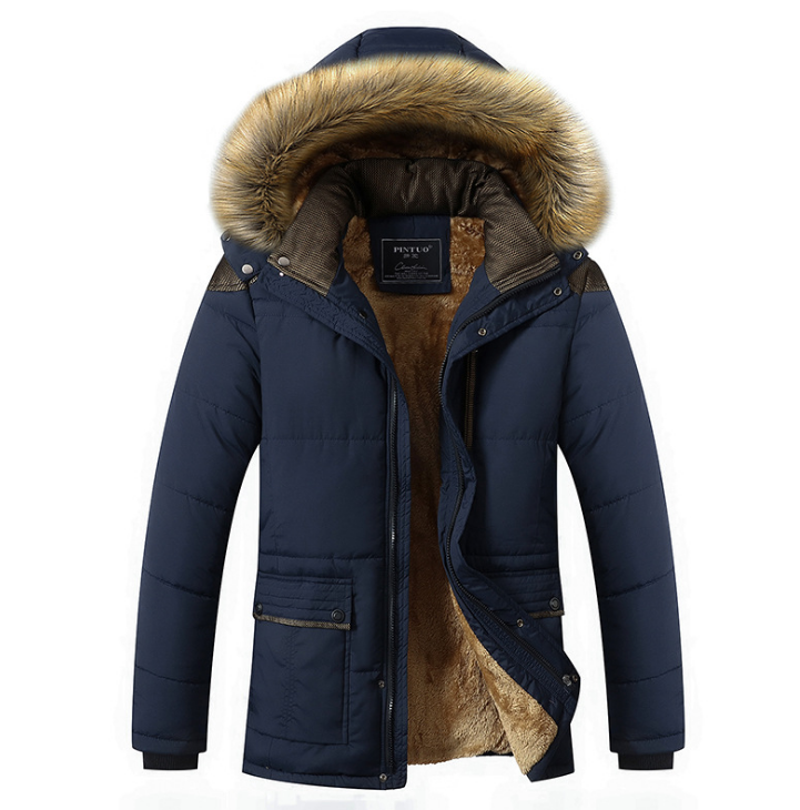 Plus size men's winter coat by eprolo, warm cotton overcoat with hood, down-filled jacket, suitable for cold weather.