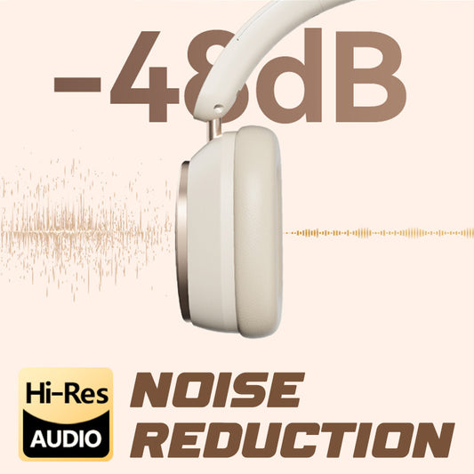 Wireless M12 Bluetooth earphones with ANC noise cancelling, head-mounted design by eprolo, shown resting on a white surface.