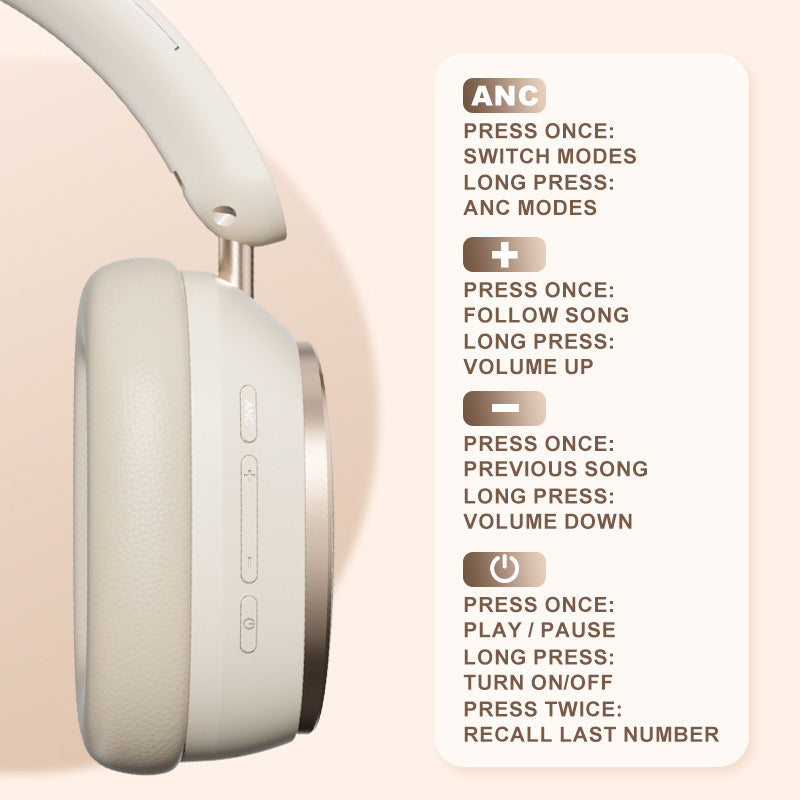 Eprolo M12 Bluetooth wireless earphones with noise-canceling head-mounted design and all-inclusive earbud setup