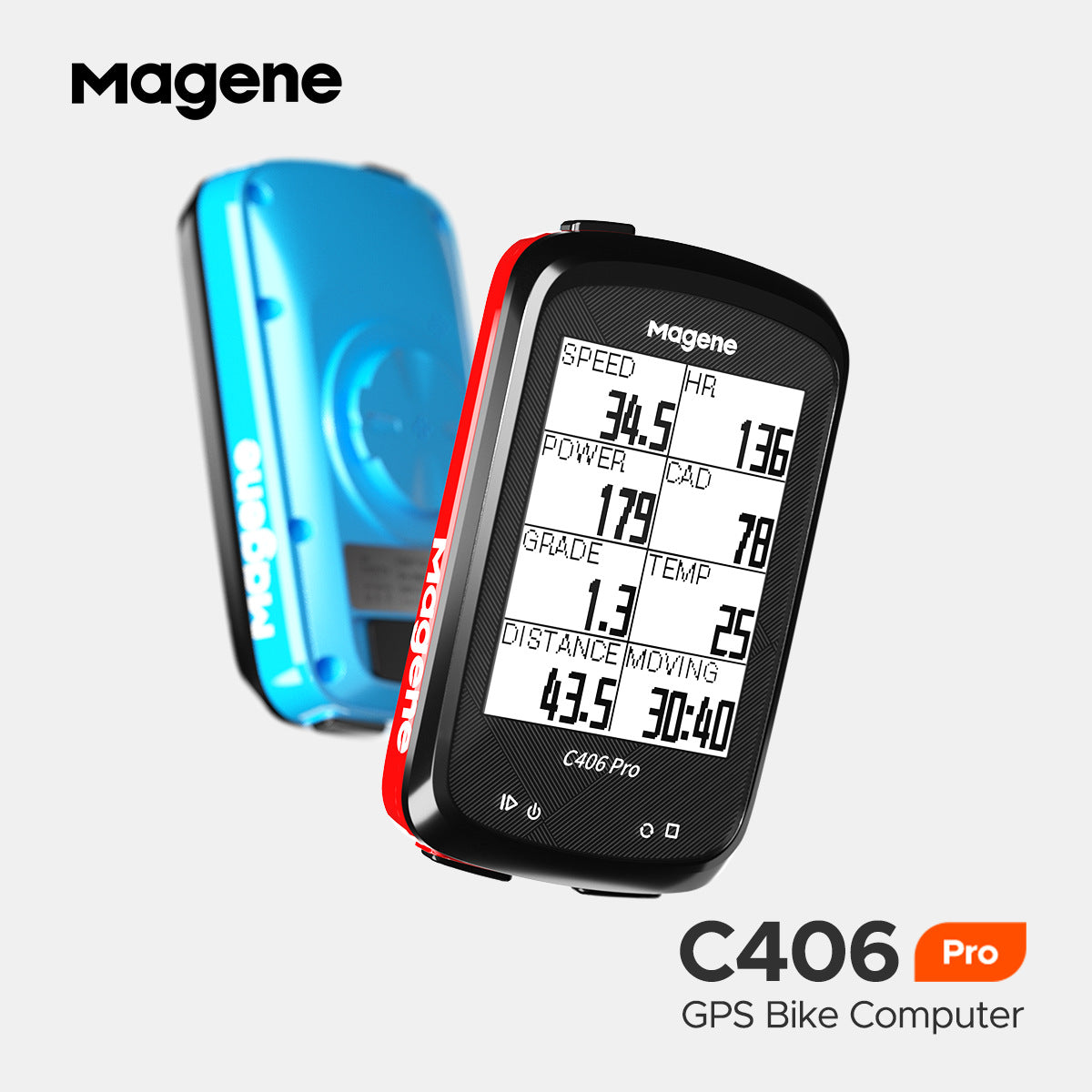 Magene Mckin C406pro wireless bicycle stopwatch with GPS, speed monitoring, and ANT+ technology for accurate riding data.