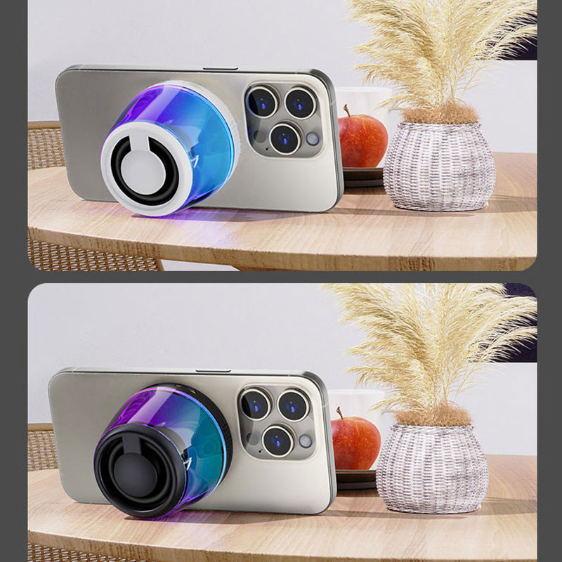 Portable Bluetooth speaker with RGB light, magnetic phone holder, subwoofer, and TWS stereo sound for outdoor use by eprolo.