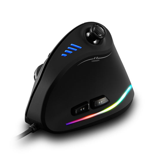 eprolo Master C18RGB vertical ergonomic wired mouse with joystick grip, designed for gaming and notebook use, featuring customizable RGB lighting.