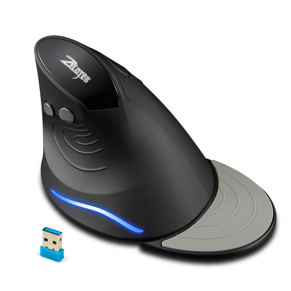 Eprolo Master F17 ergonomic vertical wireless mouse with worm-shaped design for comfortable hand grip on laptop or desktop.