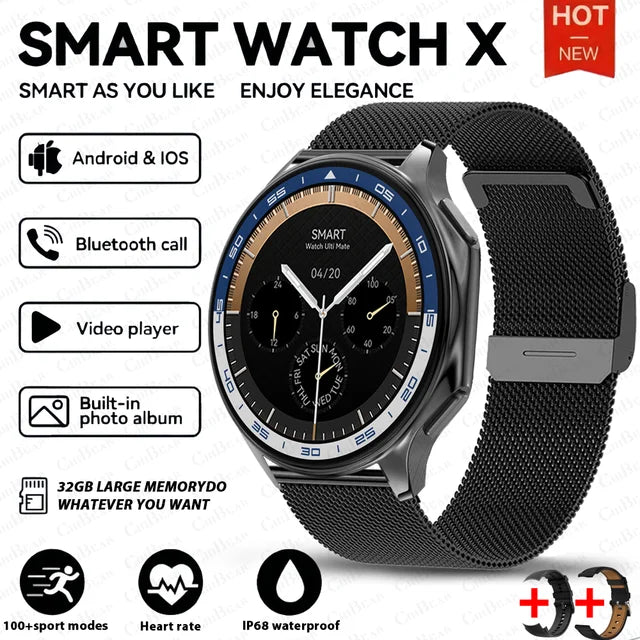 DT Watch X smartwatch with 4G large memory, local music and video playback, waterproof Bluetooth calling, smart phone - American Smart