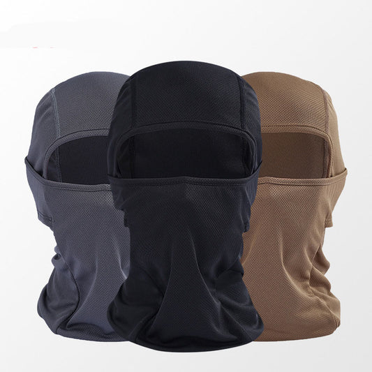 Eprolo motorcycle riding headgear and outdoor bicycle helmet liner balaclava with sunscreen mask, shown in black with breathable fabric