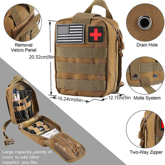 eprolo outdoor first aid kit with trauma bag, emergency survival gear for camping, hiking, and hunting adventures