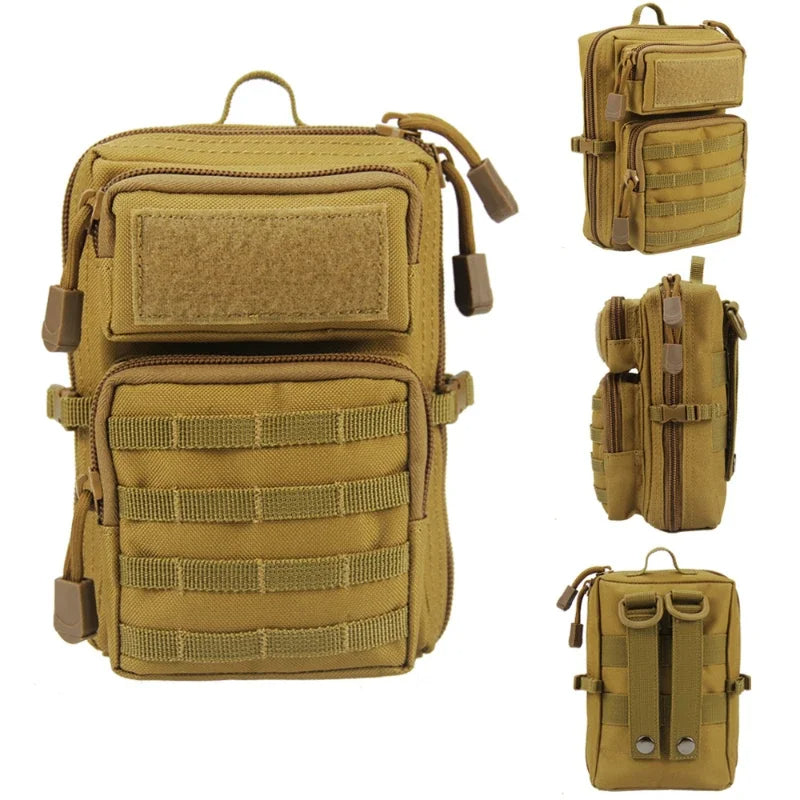 Eprolo multifunction tactical pouch holster with Molle system, hip waist bag, wallet, phone case for camping, hiking, and hunting.