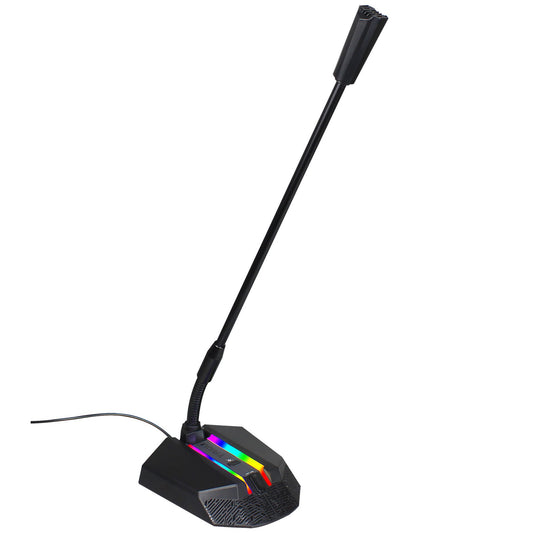 Eprolo desktop RGB luminous condenser microphone with built-in LED lighting, ideal for gaming, streaming, and live broadcasting.