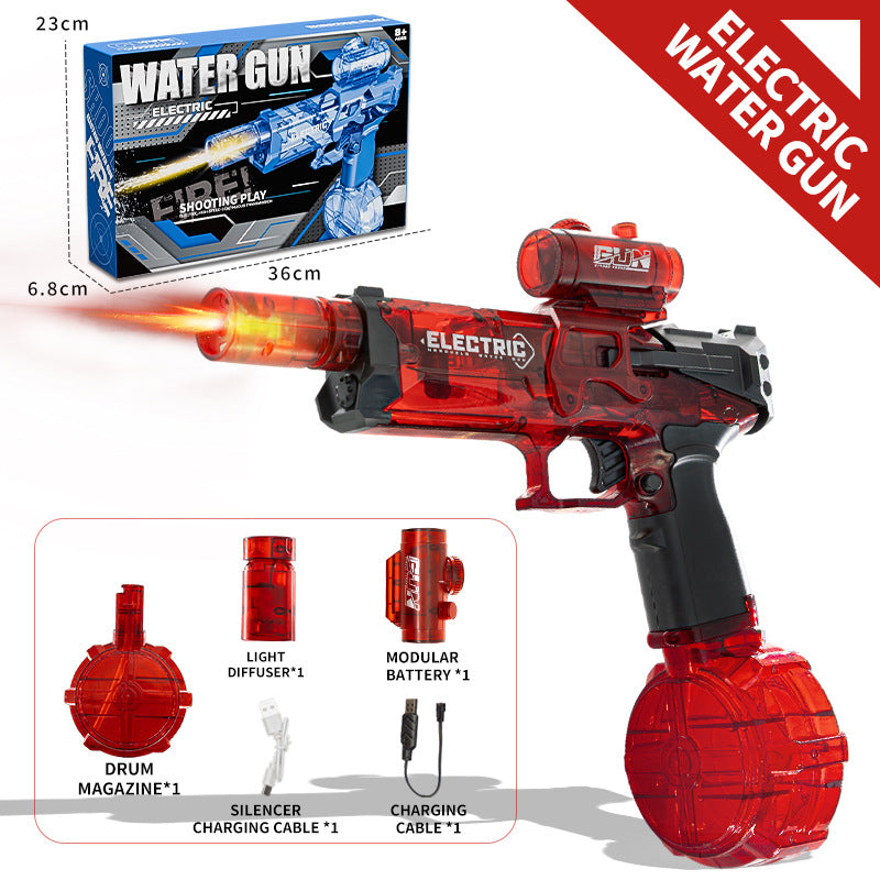 Eprolo electric water gun with light, high-pressure spray, continuous water stream, and ice blast features for outdoor fun.
