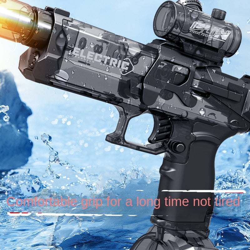 Eprolo electric water gun with high-pressure spray, lights, and ice blast feature, ideal for outdoor water fights and summer fun.