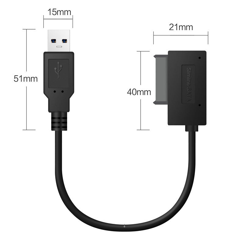 Eprolo SATA to USB 2.0 notebook optical drive cable adapter with 6 and 7 pin connectors, used for external drive connections