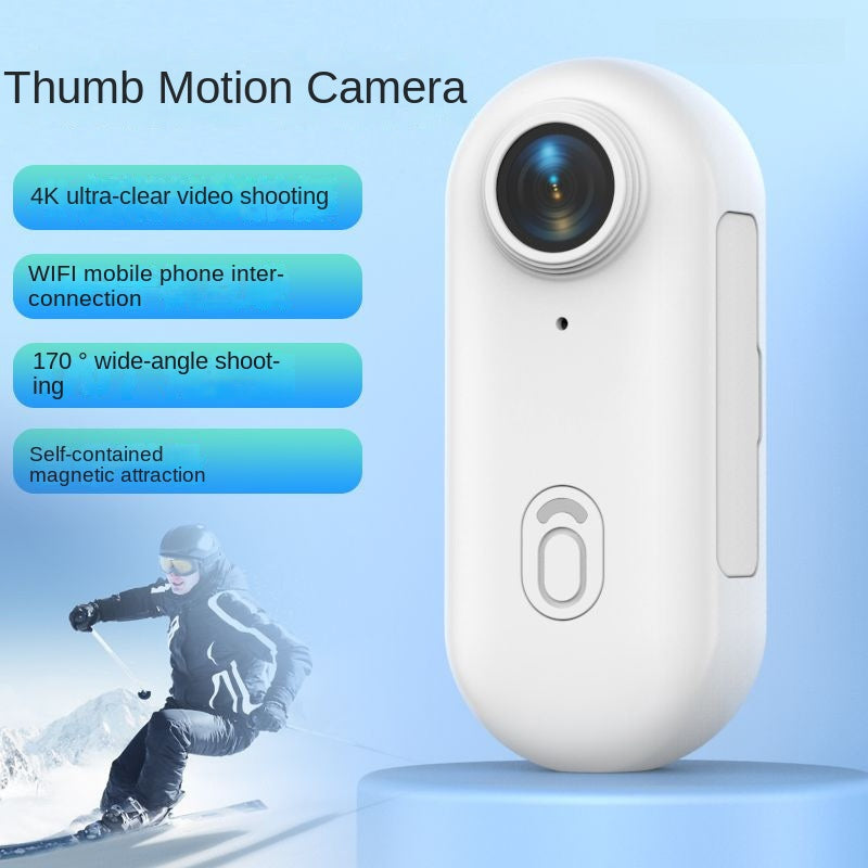eprolo thumb bike camera with magnetic back clip, compact sports camera and pet recorder showing front view
