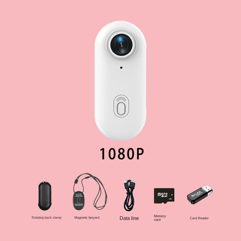 Eprolo thumb bike camera with magnetic back clip, sports camera and pet recorder, showing compact design and magnetic attachment