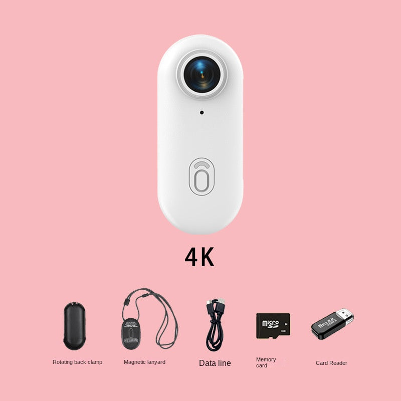Eprolo thumb bike camera with magnetic back clip, compact sports camera and pet recorder, shown attached to a bicycle handlebar.