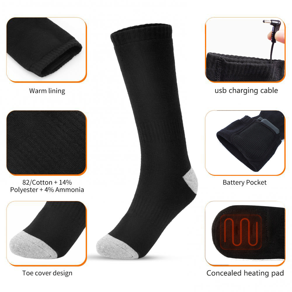 Eprolo 3-speed heating socks with charging port, smart warming technology, long outdoor thermal socks for cold weather warmth