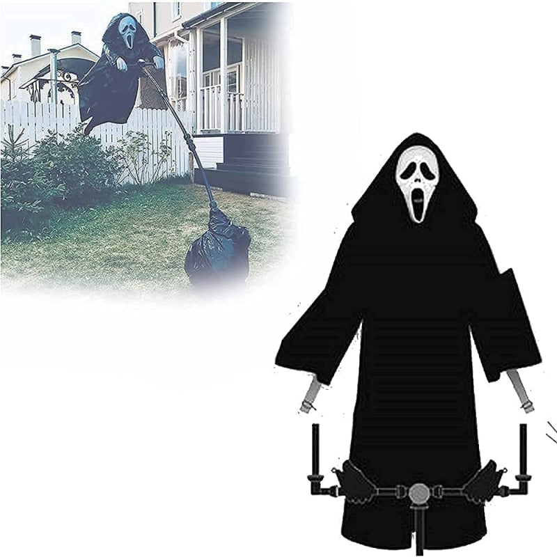 Creative Garden Ghostface Scarecrow Yard Hanging Scaring Scream Halloween Ghostface Scarecrow Decoration Repeller Bird - American Smart