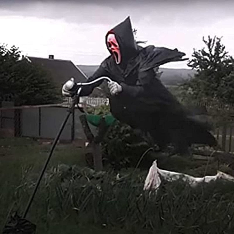 Creative Garden Ghostface Scarecrow Yard Hanging Scaring Scream Halloween Ghostface Scarecrow Decoration Repeller Bird - American Smart