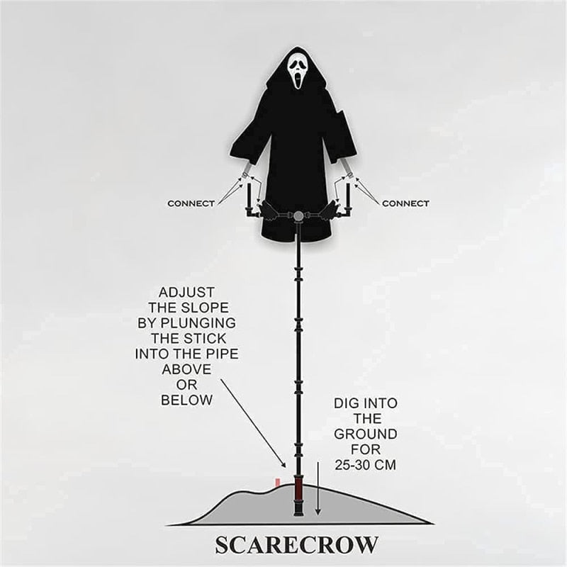 Creative Garden Ghostface Scarecrow Yard Hanging Scaring Scream Halloween Ghostface Scarecrow Decoration Repeller Bird - American Smart
